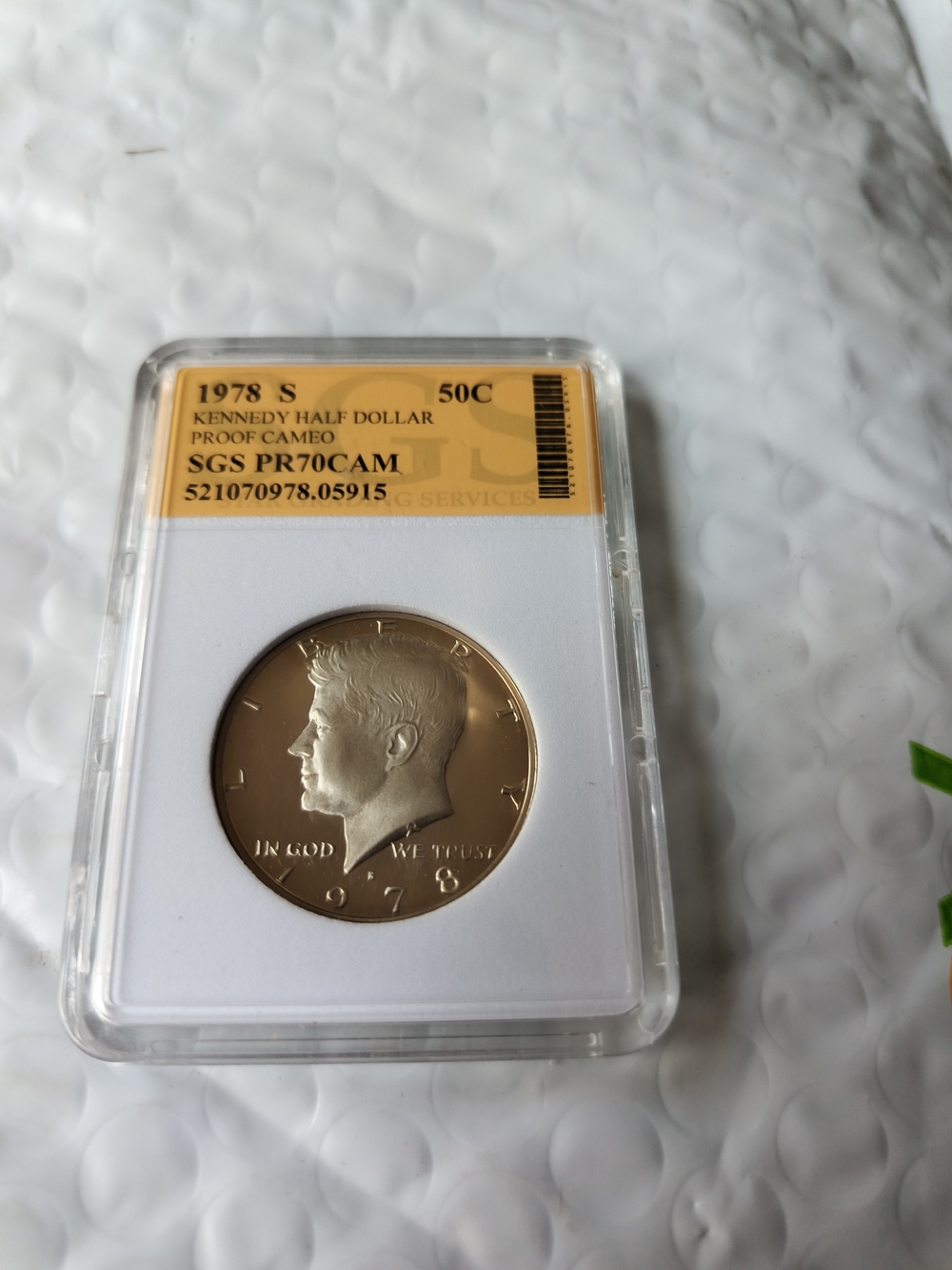 SGS Certified 1978-S Kennedy Half Dollar Proof Cameo - Silver Tone